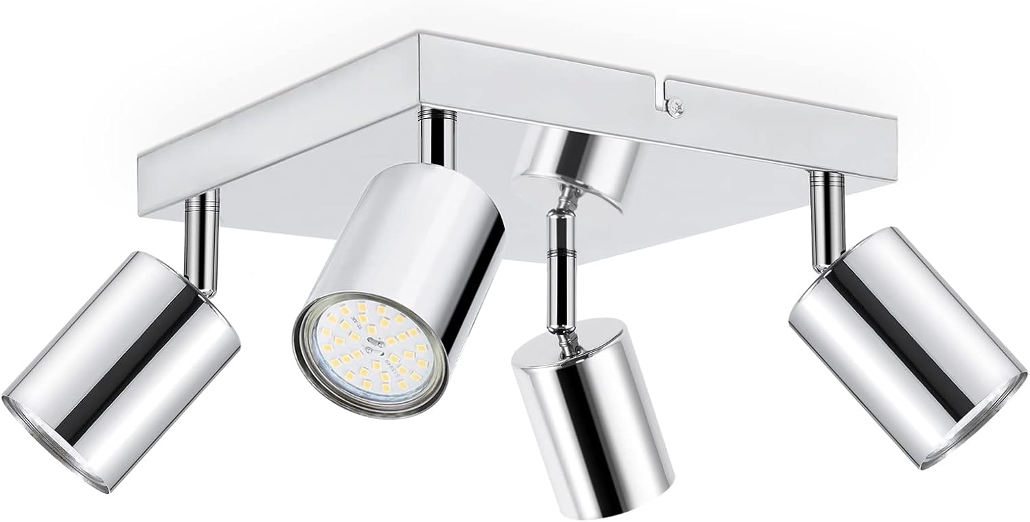 Dehobo LED Deckenstrahler 4 Flammig Quadrat Schwenkbar 350°, Deckenleuchte Strahler GU10 Deckenlampe Küche Lampe Deckenspot für Wohnzimmer Schlafzimmer Flur, Nein GU10 Leuchtmittel Bild 1