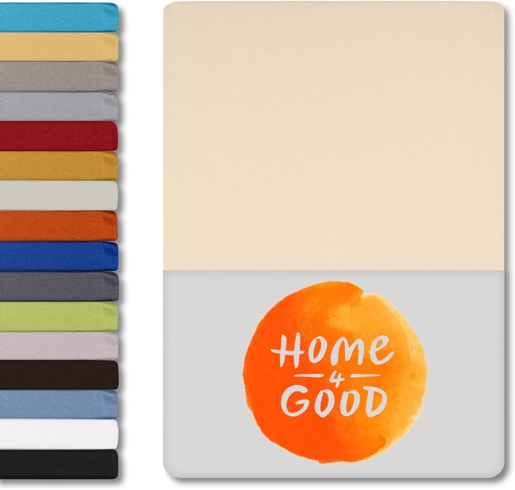 home4good Spannbettlaken,viele Größen, viele Farben, 100% Baumwolle, OEKO-TEX 100, Jersey, Baumwolle, Gummizug: rundum, (1 Stück), 200x220 cm Bettlaken Spannbetttuch bis 25 cm Höhe - Creme Bild 1