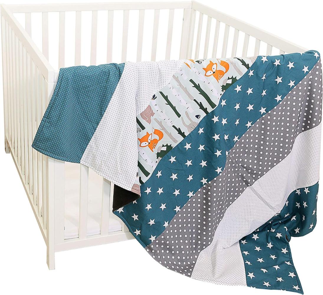 Ullenboom Babydecke & Kuscheldecke 100X140 cm Waldtiere Petrol Bild 1