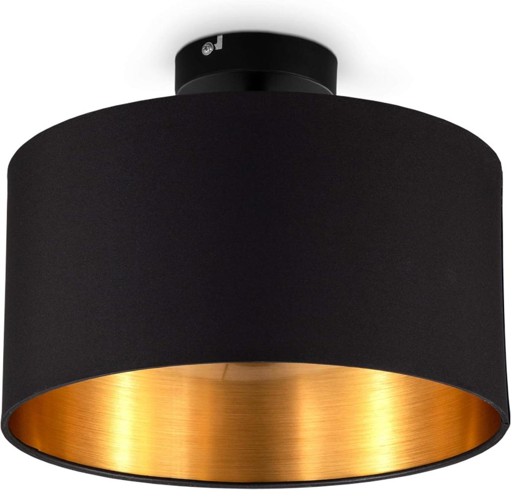 B.K.Licht Deckenleuchte Stoffdeckenlampe E27 Ø30 cm Schwarz-Gold - BKL1420, 1-flammig Ø30cm 60W Wohnzimmer Bild 1