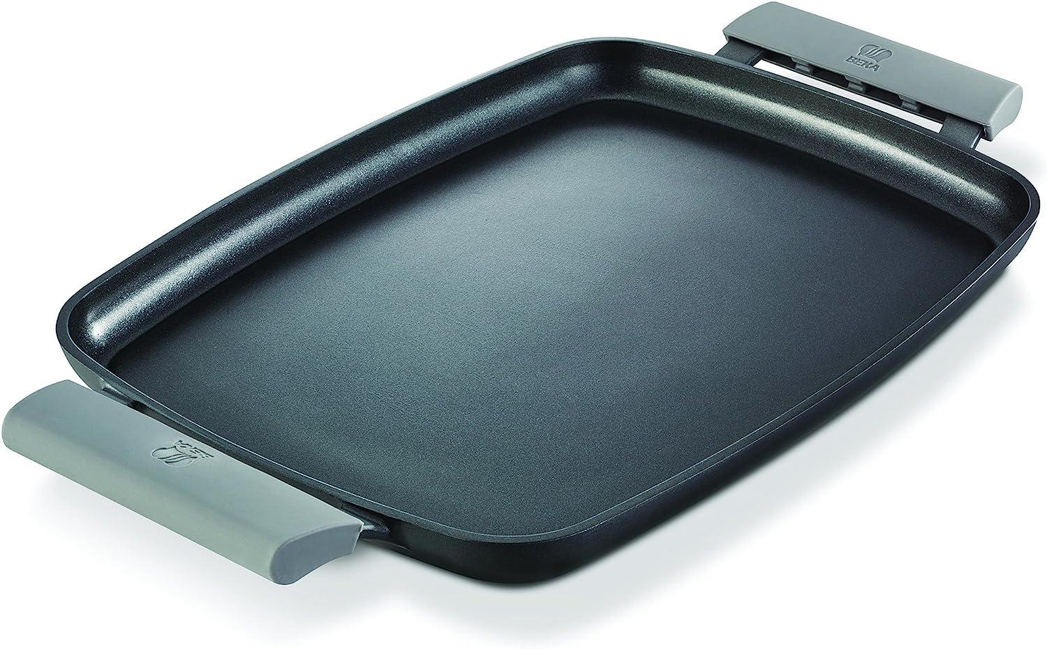 Beka Teppanyaki Platte PLANCHA Antihaftbeschichtete Grillplatte 47 cm flach, inklusive Silikongriffe, Aluminium, Schwarz Bild 1