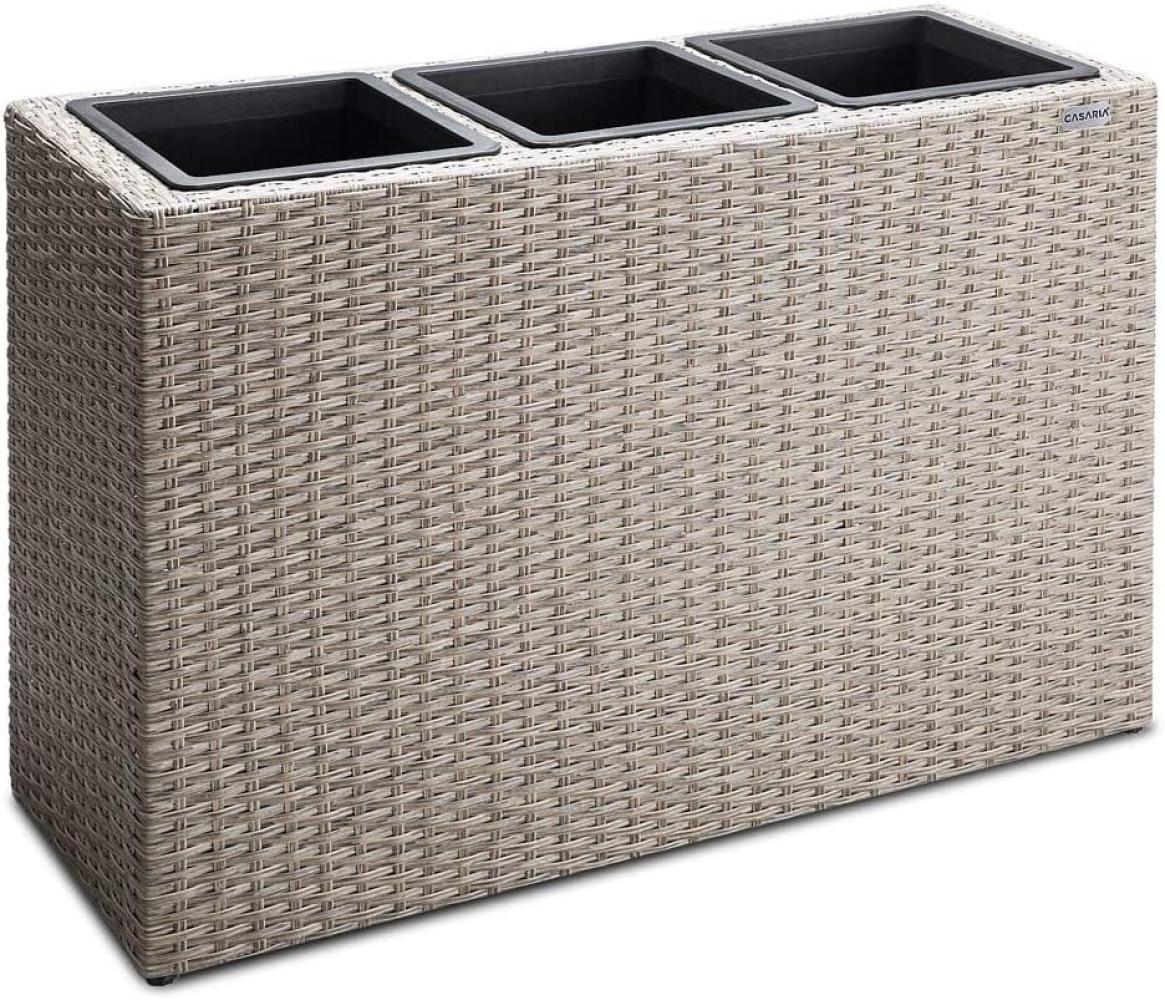 Casaria Pflanzkübel, 3 Innentöpfe Herausnehmbar Polyrattan 83x30,5x60cm Blumentopf Creme Bild 1