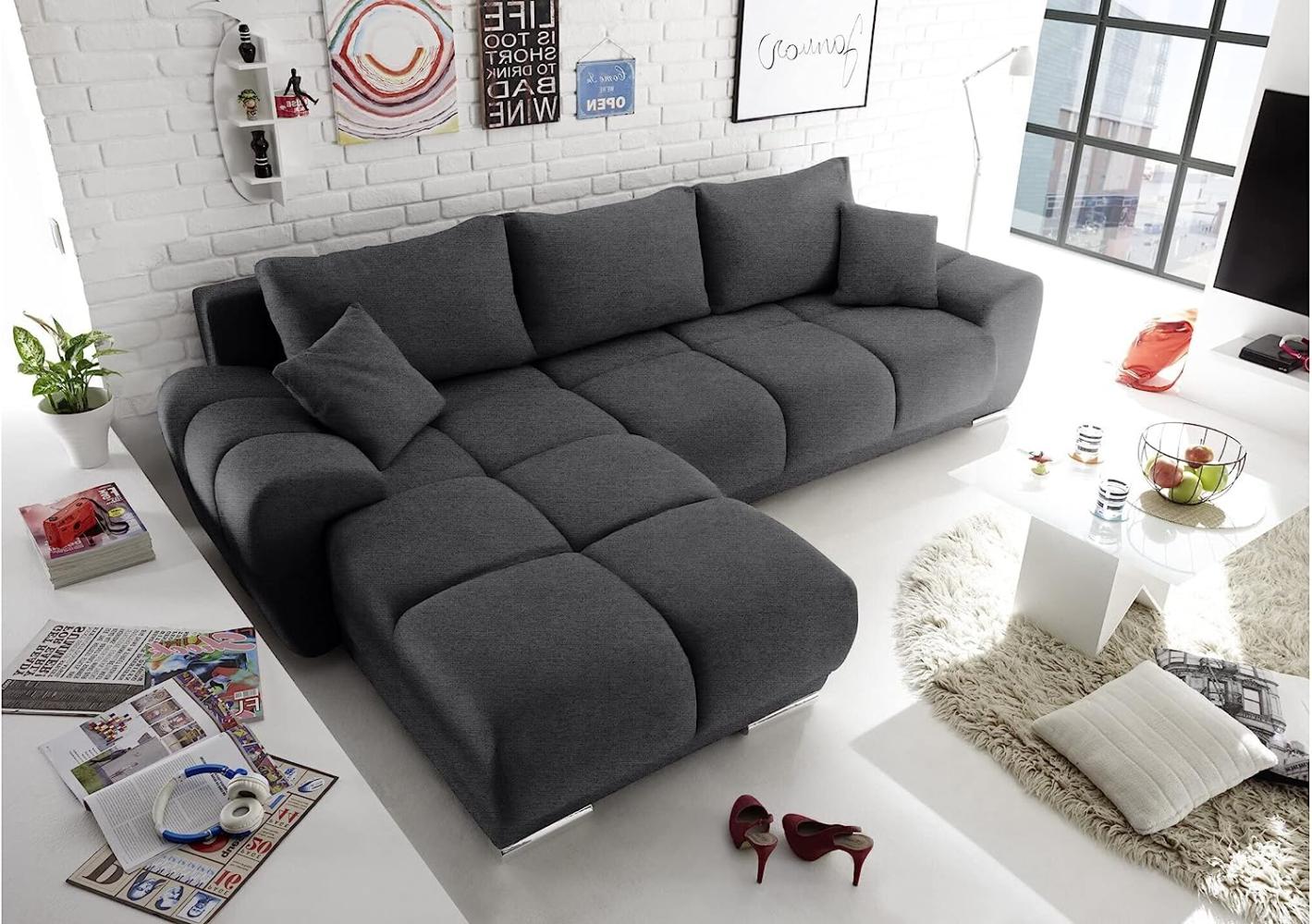Stylefy Antalya Ecksofa Wasserdichtes Velours - PRIMO Dunkelgrau Links mit Schlaffunktion Bild 1