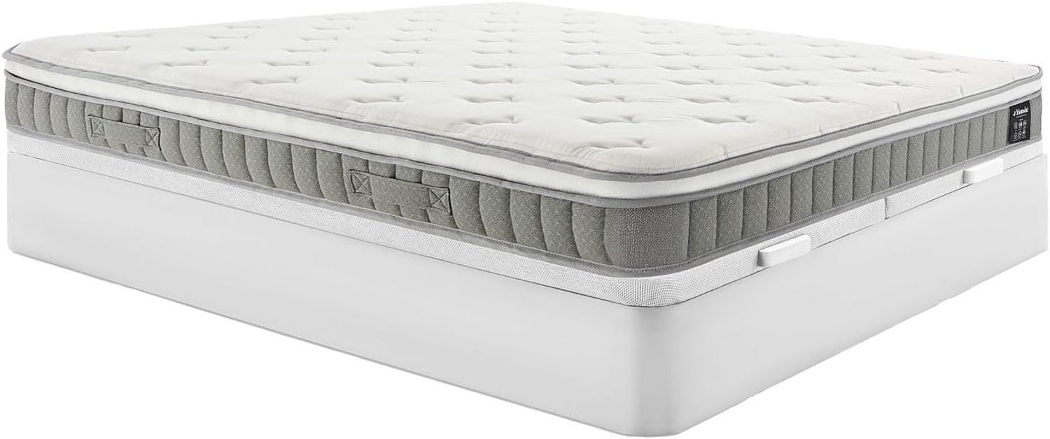 Vente-unique - Bett mit Bettkasten - 180 x 200 cm - Weiß - Taschenfederkernmatratze mit Memoryschaum - Höhe 21 cm - VITOGO von YSMÉE Bild 1