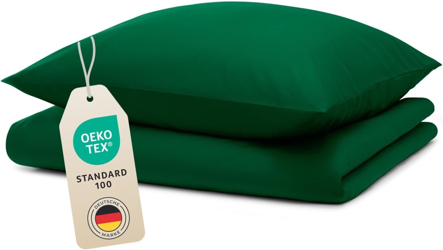 Blumtal Bettwäsche 140x200 cm + Kissenbezug 65x65 cm - Oeko-TEX zertifizierte Mikrofaser Bettwäsche 140x200 - weicher Bettbezug 140x200 - Deckenbezug 140x200 + 65x65 Kissenbezug/Dunkelgrün Bild 1