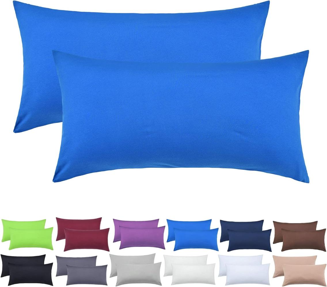 NatureMark 2er Pack Jersey Kissenbezug Kissenhülle Kissenbezüge Seitenschläferkissen Nackenkissen viele Größen und Farben ÖKO-TEX (40 x 80 cm, Royal blau) Bild 1