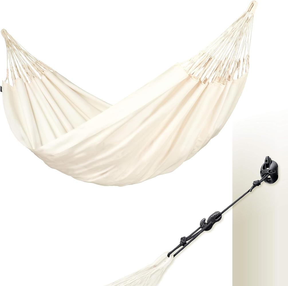 LA SIESTA® - Brisa - Kingsize + Multizweck-Befestigung Hängematte, handgefertigt in Kolumbien, mit 180 cm Breite für entspannte Momente drinnen und draußen. (Vanilla) Bild 1