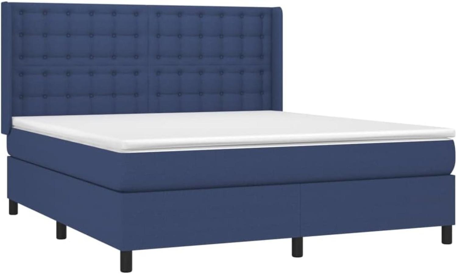 vidaXL Boxspringbett mit Matratze Blau 180x200 cm Stoff 3131775 Bild 1