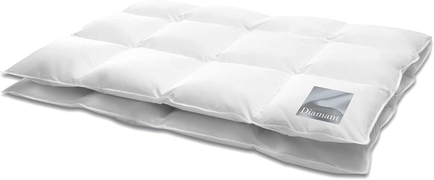 HANSKRUCHEN Daunenbettdecke DIAMANT, Füllung: 100% Daunen, Bezug: 100% Baumwolle, Warm 135 x 200 cm, hergestellt in Deutschland, durch das Institut Bild 1
