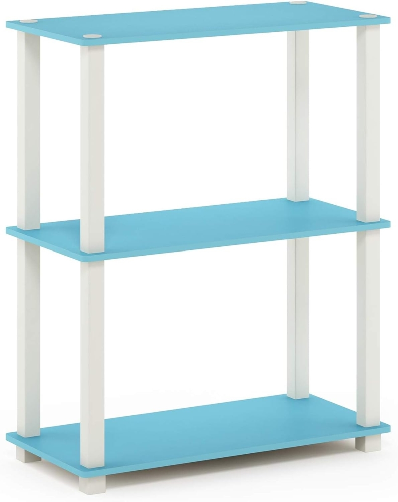 Furinno 3-Ebenen kompaktes Mehrzweck-Regal mit quadratischem Rohr, holz, Hellblau/Weiß, 28. 96x59. 94x75. 18 cm Bild 1