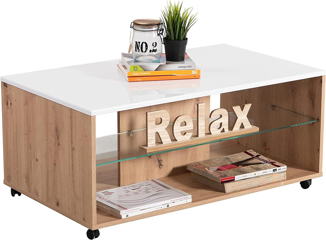 Couchtisch >Becej< in Artisan Eiche - 101 x 41,5 x 60 cm (BxHxT) Bild 1