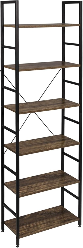 EUGAD 0011ZWJ Standregal Bücherregal Metallregal Leiterregal Stufenregal Multifunktionale Regal Industrie Design MDF Metall 60 x 28 x 180 cm, Vintage Bild 1