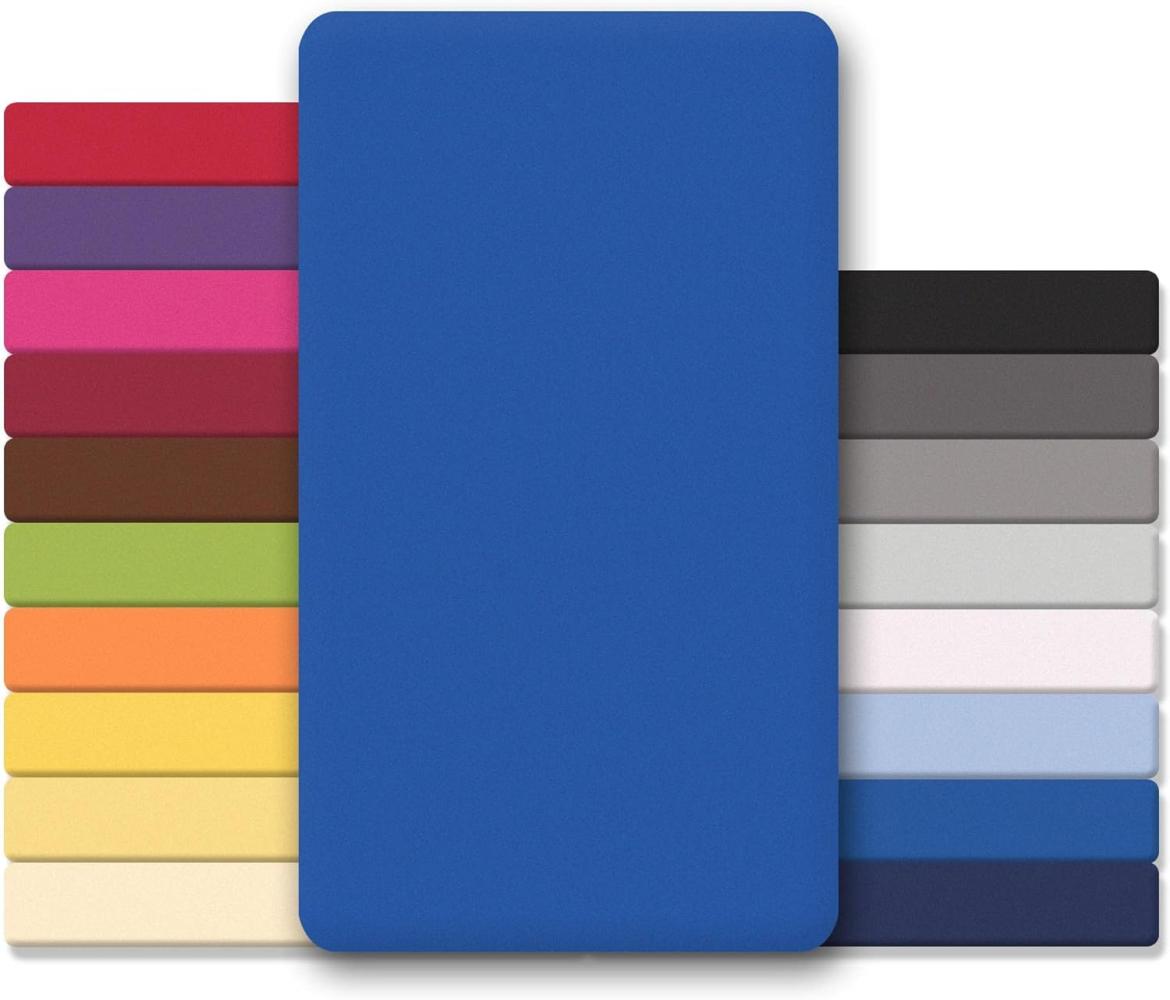 CelinaTex Jersey Topper Spannbettlaken Lucina Doppelpack 140x200-160x200cm royal blau 100% Baumwolle gekämmt bis 12cm Matratzenhöhe Oeko-TEX Bild 1