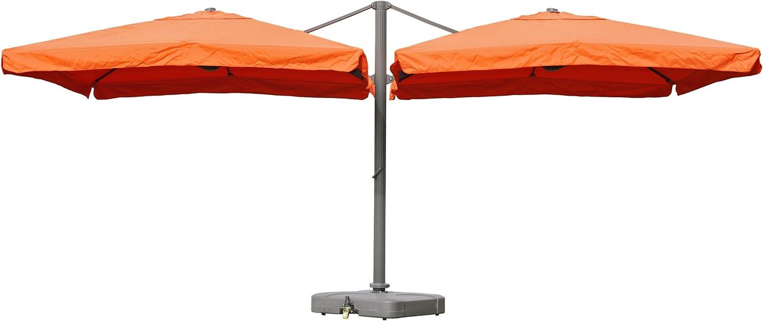 Gastronomie-Alu-Luxus-Doppel-Ampelschirm T44, Pergola-Markise-Effekt, 6,2x3m Polyester 50kg ~ terracotta + Ständer Bild 1