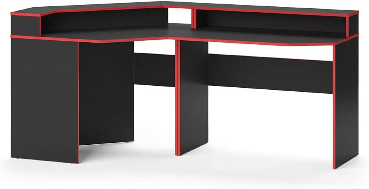 Vicco Gaming Desk, 1 Computertisch (Ecke), 1 Computertisch (lang), Eckschreibtisch Kron, Schreibtisch, Gamer PC, Tisch, Computertisch, Rot/Schwarz Bild 1
