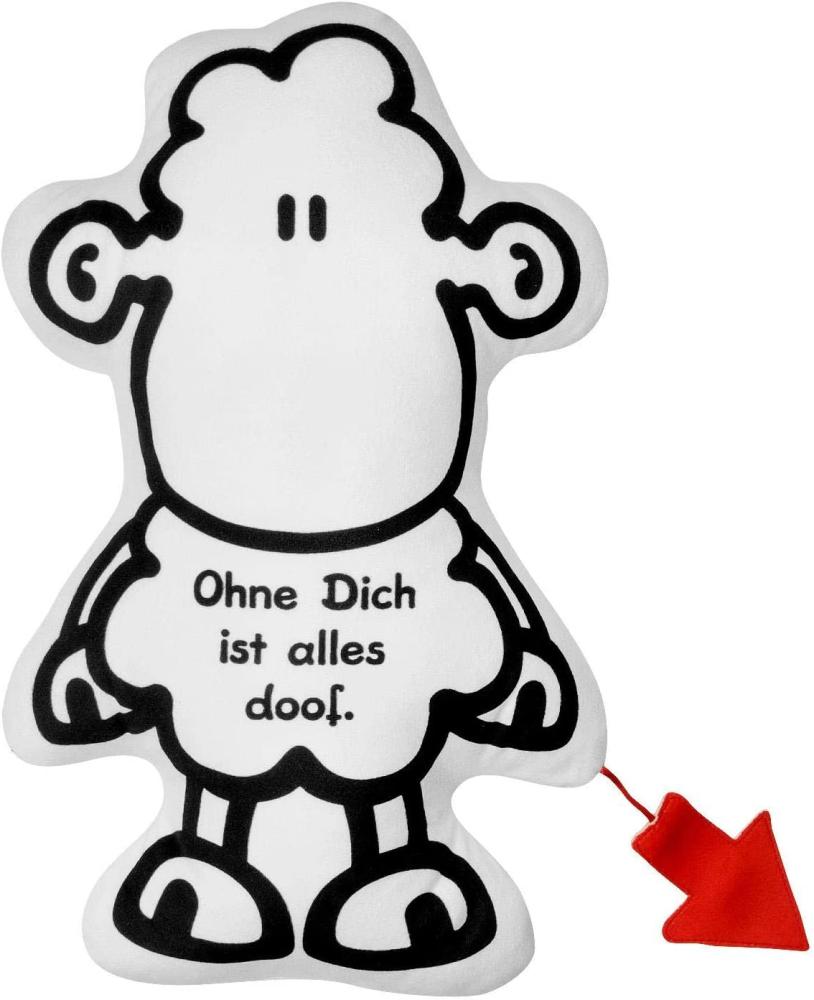 Plüschkissen Schaf \"Ohne Dich ist alles doof. \" Bild 1