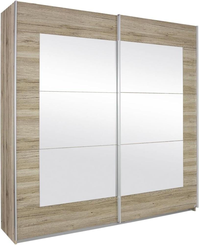 Rauch Möbel Alegro Schrank Schwebetürenschrank Kleiderschrank in Eiche Sanremo hell mit Spiegel 2-türig, inklusive Zubehörpaket Basic 3 Kleiderstangen, 3 Einlegeböden BxHxT 271x210x62 cm Bild 1