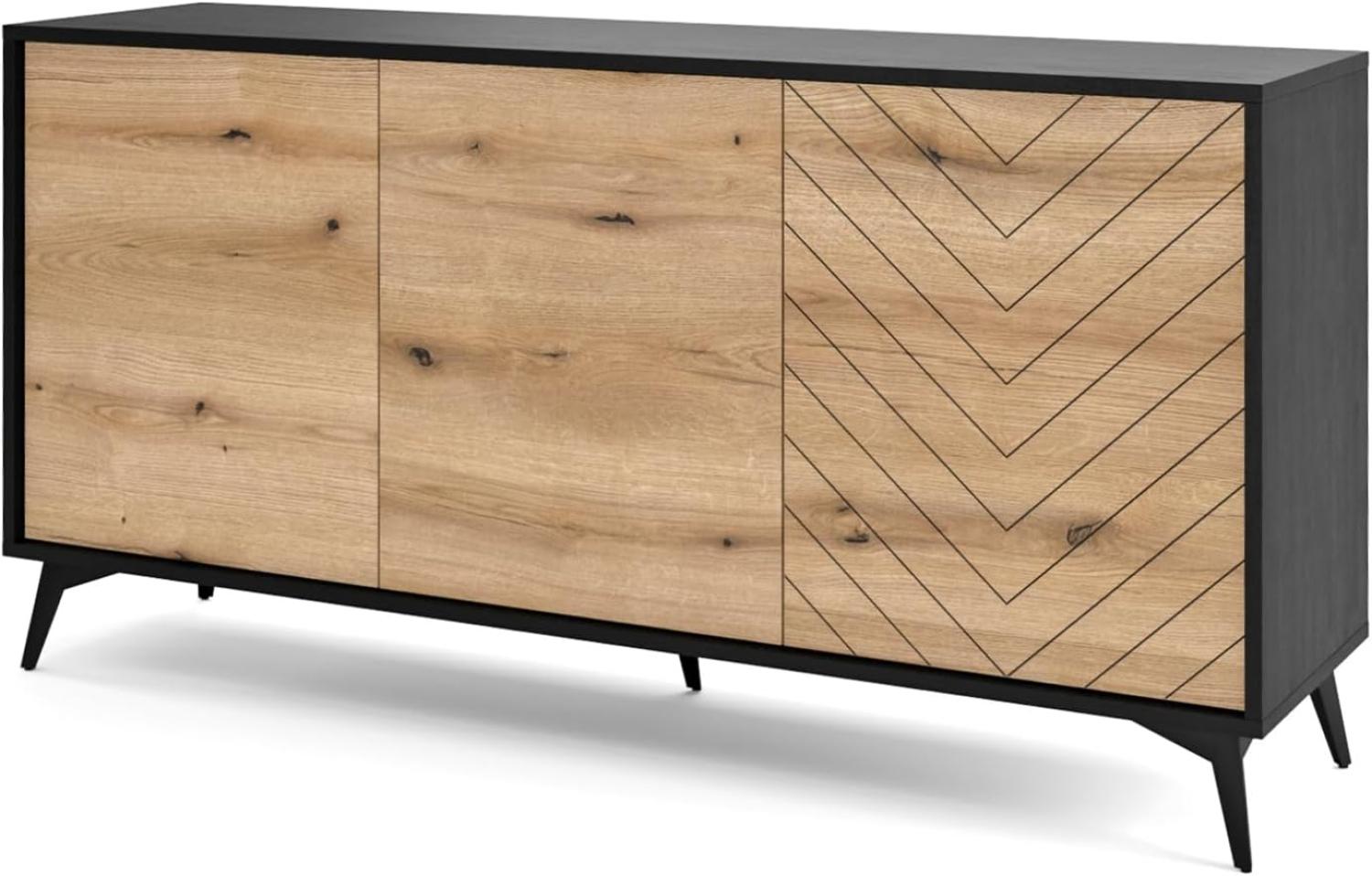 Selsey Boulia Sideboard, Holzwerkstoff Metall, Schwarz, 154 cm breit Bild 1