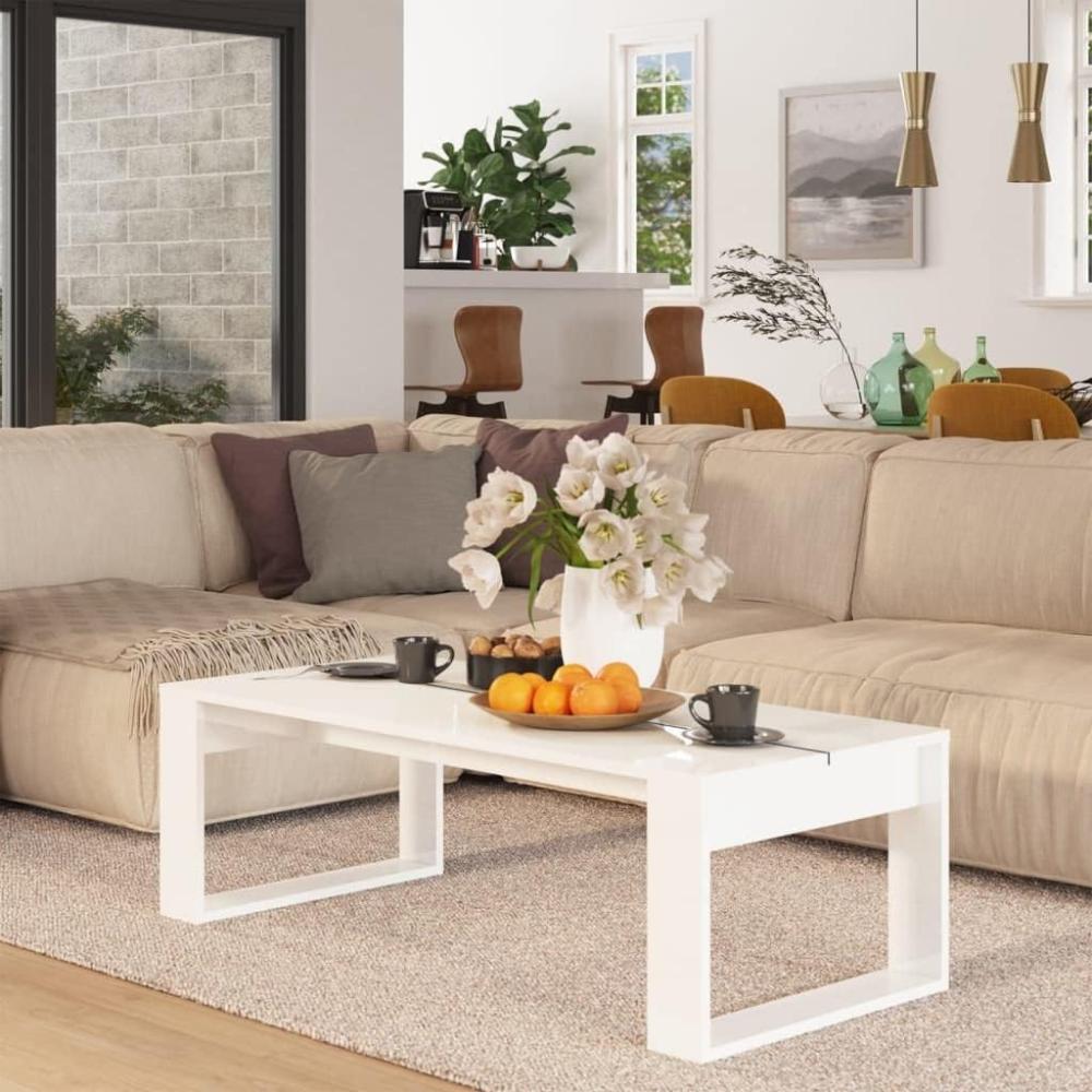 vidaXL Couchtisch Hochglanz-Weiß 110 x 50 x 35 cm Spanplatte [808618] Bild 1