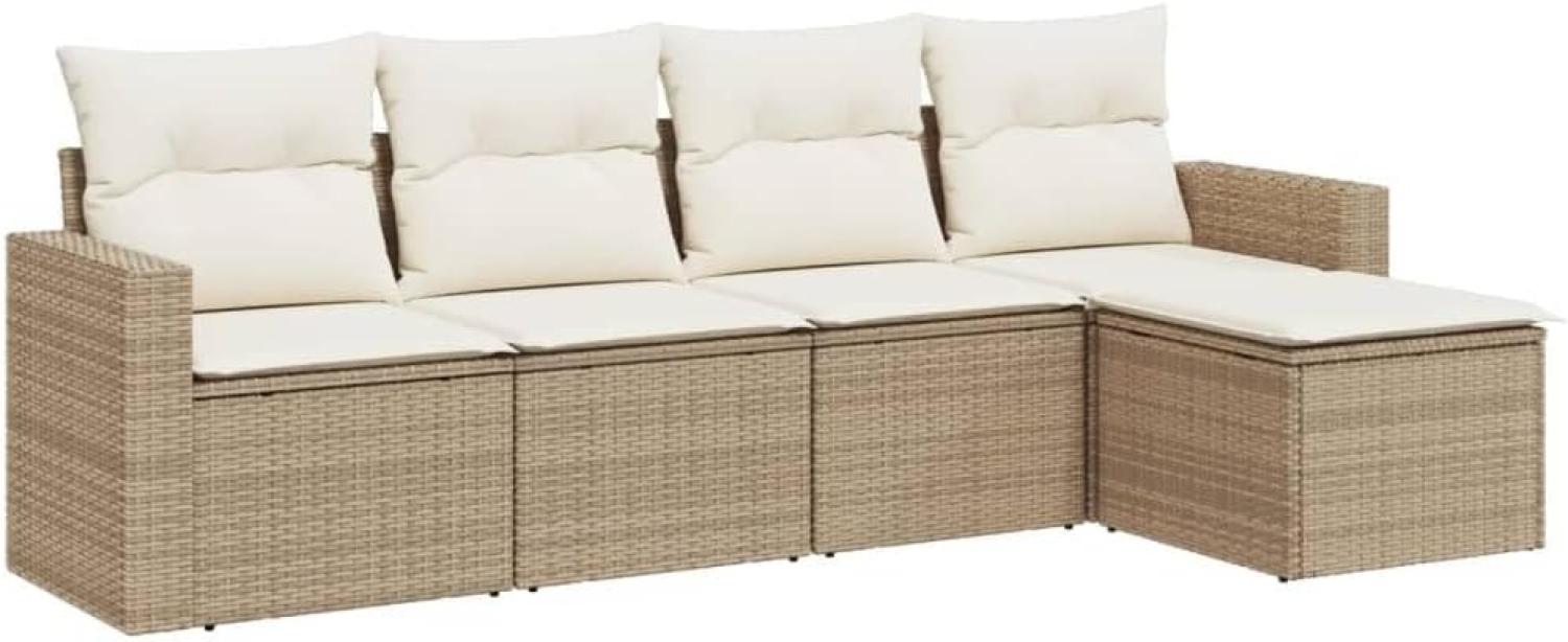 vidaXL 5-tlg. Garten-Sofagarnitur mit Kissen Beige Poly Rattan 3251225 Bild 1