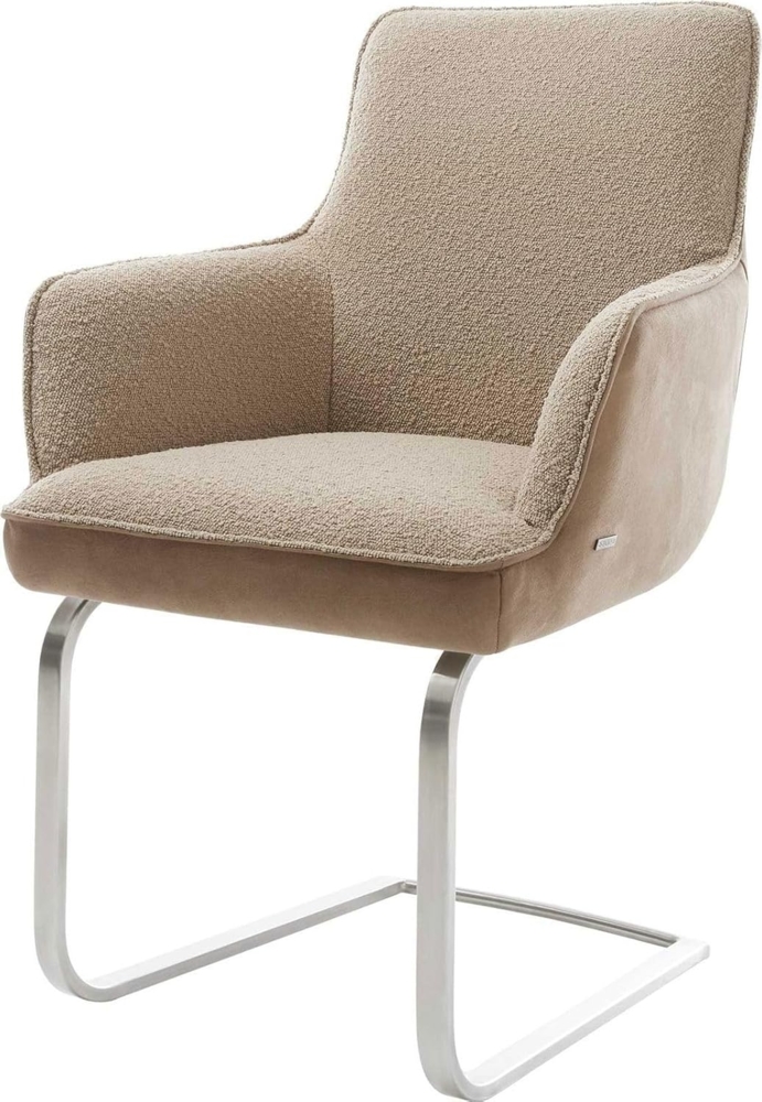 Freischwinger Heira-Flex mit Armlehnen Materialmix Schlamm Freischwinger flach Edelstahl Taschenfederkern Bild 1