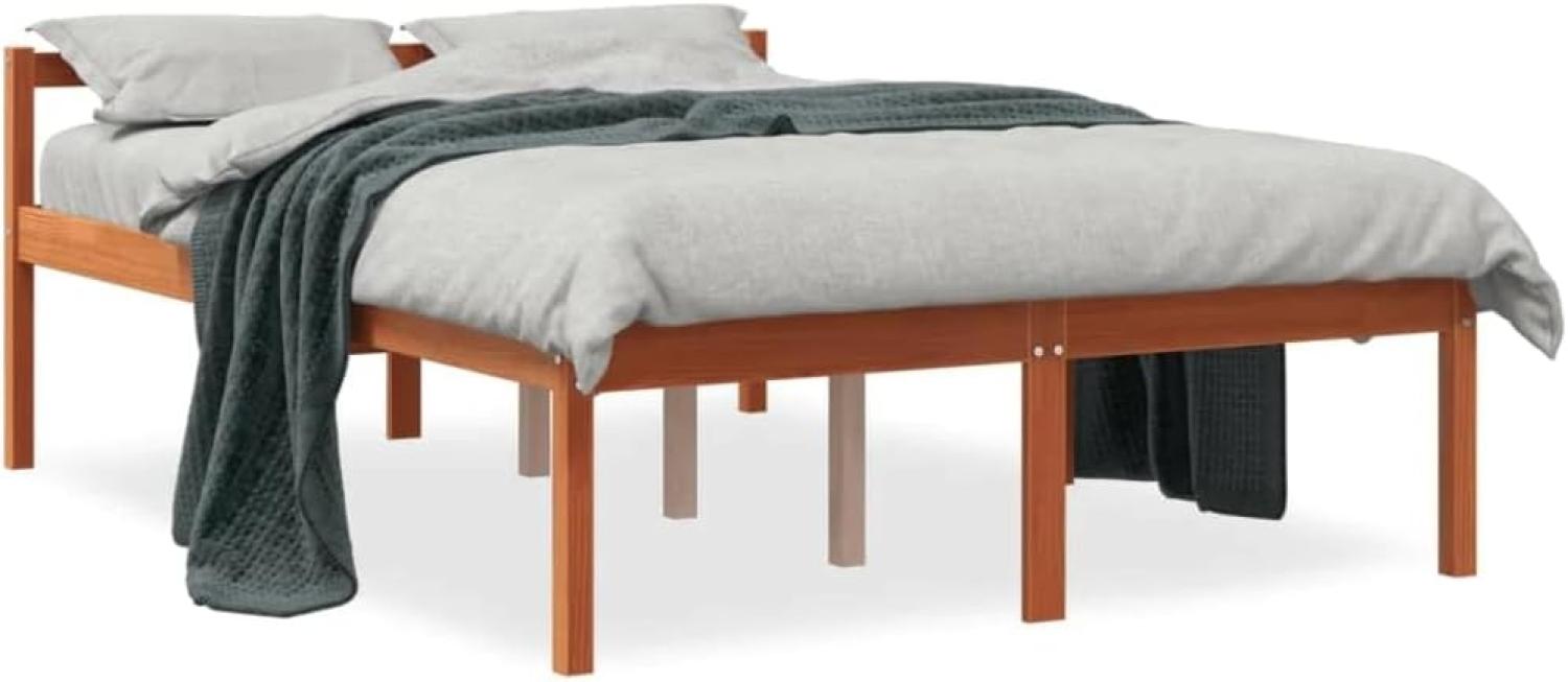 vidaXL Seniorenbett Wachsbraun 140x190 cm Massivholz Kiefer 844154 Bild 1