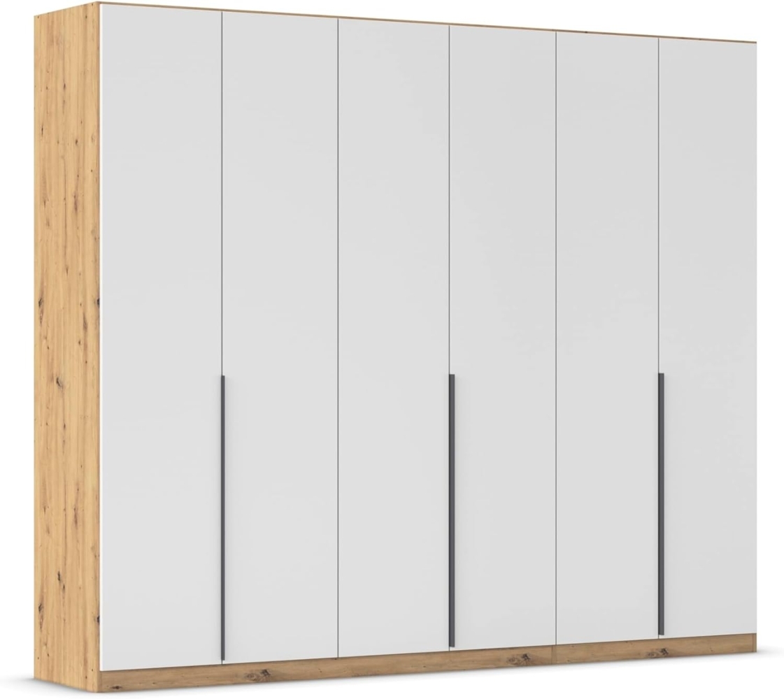 Rauch Möbel Alabama, Kleiderschrank, Garderobenschrank, 6-türig, Zubehör Basic, 3 Kleiderstangen, 6 Einlegeböden, Farbe Weiß/Eiche Artisan, Holz, Griff Grau metallic, 271 x 229 x 54 cm Bild 1