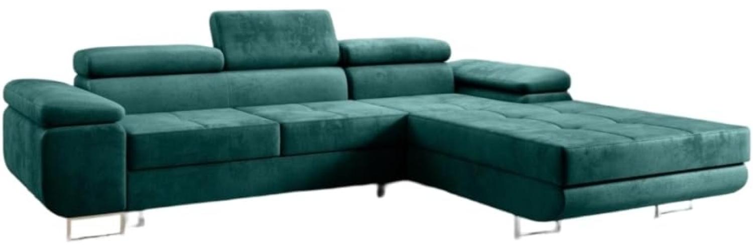 Designer Sofa Calvera mit Schlaf- und Klappfunktion (Samt) Grün Rechts Bild 1