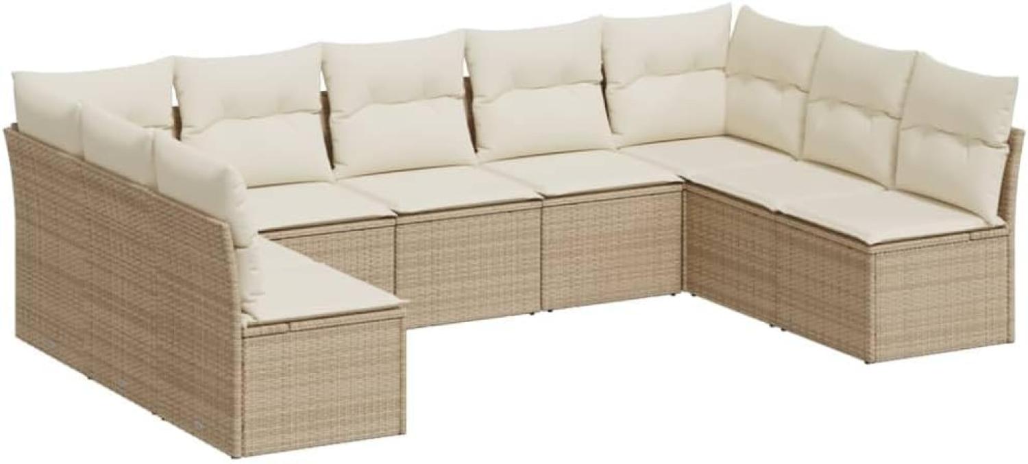 vidaXL 9-tlg. Garten-Sofagarnitur mit Kissen Beige Poly Rattan 3218068 Bild 1