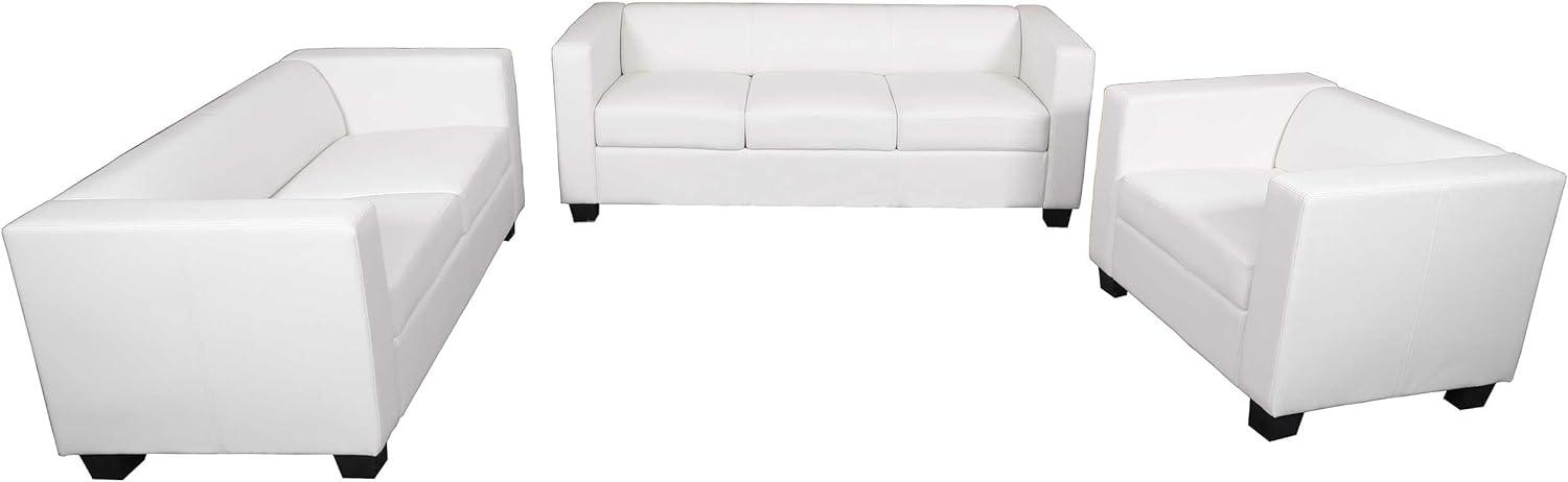 3-2-1 Sofagarnitur Couchgarnitur Loungesofa Lille ~ Kunstleder, weiß Bild 1