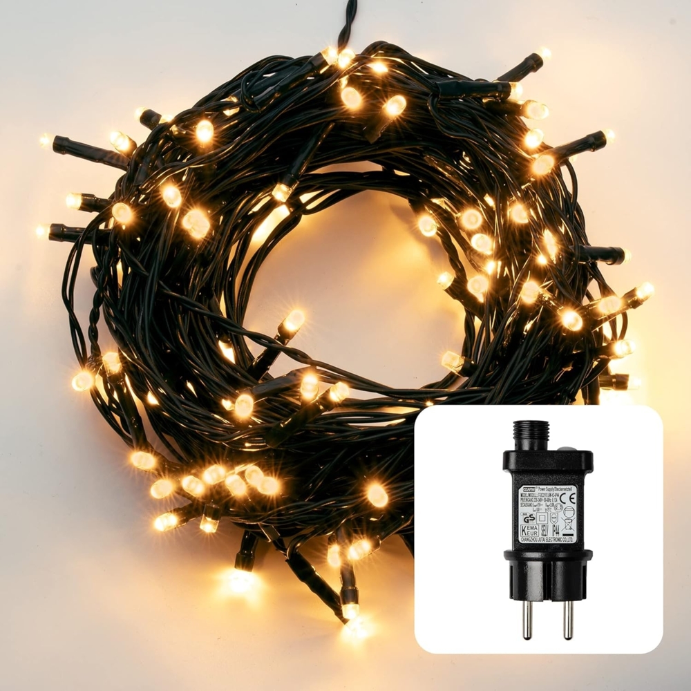 hellum Lichterkette außen 40 LED klassisch warmweiß, Lichterkette Weihanchtsbaum, Lichterkettte mit Timer, LED Lichterkette außen, Lichterkette innen 3,9m Bild 1