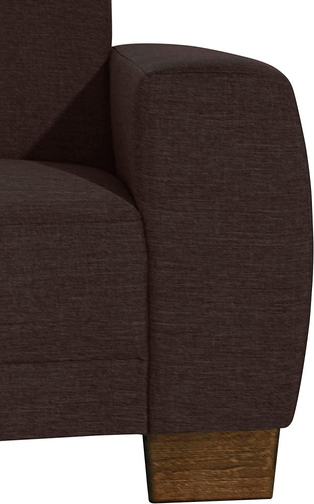 Blackpool Ecksofa Flachgewebe Leinenoptik Chocolate Buche Nussbaumfarben Bild 1