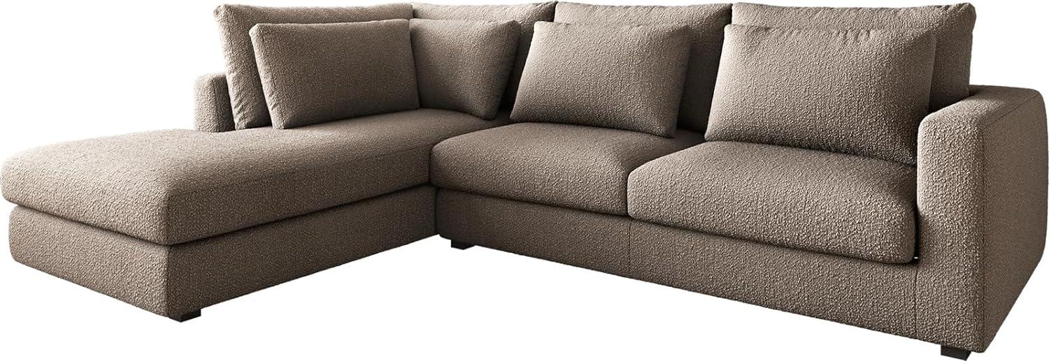 Ecksofa Isla 330x225 cm Bouclé Schlamm Ottomane links Bild 1