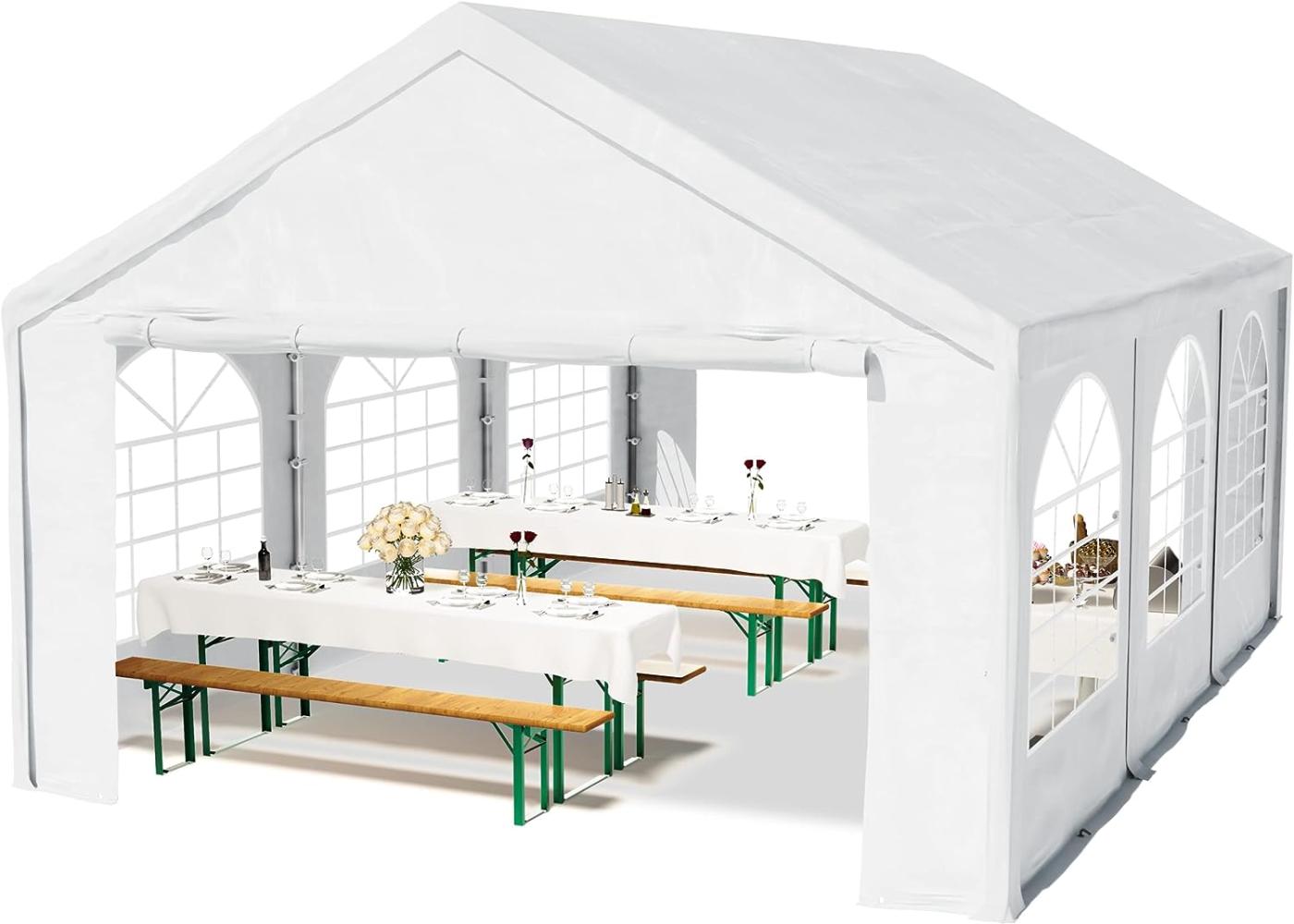 TOOLPORT Hochwertiges Partyzelt 3x6 m Pavillon Zelt PE Plane 450 N Gartenzelt Festzelt Bierzelt Wasserdicht weiß Bild 1