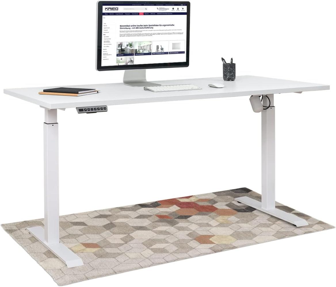 HighDesk SMART Höhenverstellbarer Schreibtisch (Weiß + Weiß I 120 x 70 cm) - Elektrischer Sitz- & Stehtisch mit Tischplatte - Stehschreibtisch Elektrisch Höhenverstellbar - von Krieg Bild 1