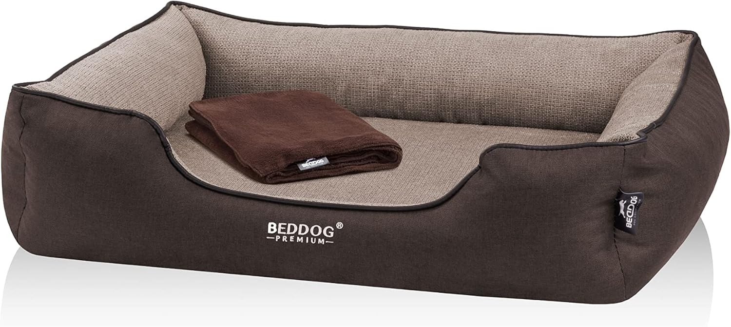 BedDog PREMIUM Orthopädisches Hundebett CLARA, Memory Foam, mit abnehmbaren Bezug MELANGE (beige/braun), L Bild 1