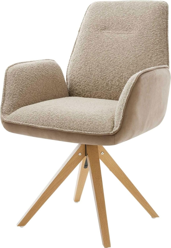 Drehstuhl Zoa-Flex Materialmix Schlamm Holzgestell kantig Weiß 180° drehbar Taschenfederkern Bild 1