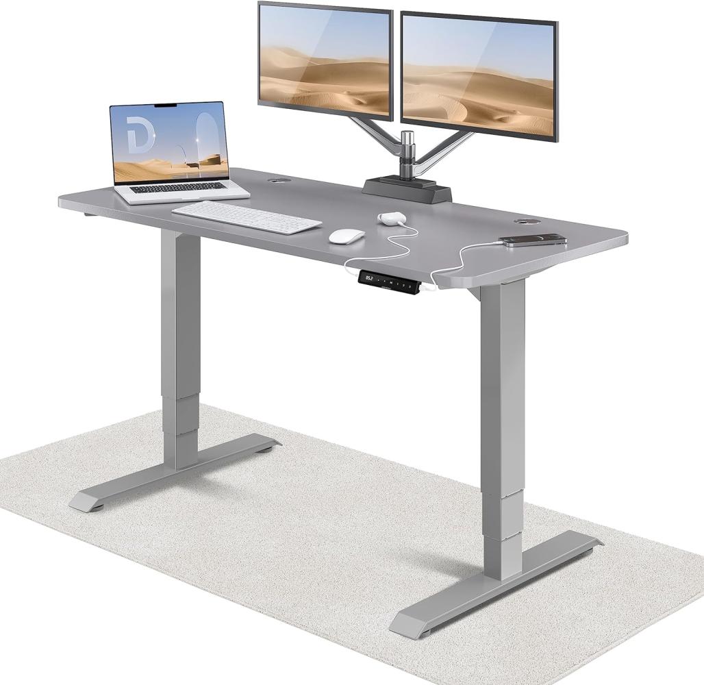 Höhenverstellbarer Schreibtisch - Höhenverstellbar Elektrisch mit Flüsterleisem Dual-Motor & Touchscreen - Hohe Tragfähigkeit - Stehtisch von Desktronic, Grau + Grau, 140 x 70 cm Bild 1