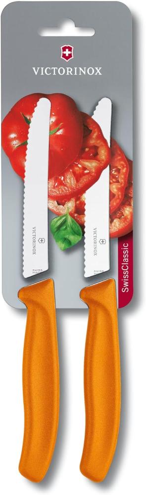 Victorinox Swiss Classic Tomaten- und Tafelmesser Set 2-teilig, Wellenschliff, Rostfrei, Swiss Made, orange Bild 1