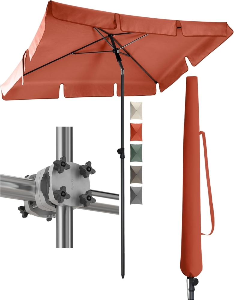 4smile Sonnenschirm Balkon SunnyShade, 200 x 125 cm, Orange - UPF 50+ Sonnenschirm rechteckig als Sonnenschutz Balkon - SunnyGuy Balkon-Schirm mit Sonnenschirmhalter + Sonnenschirmhülle Bild 1
