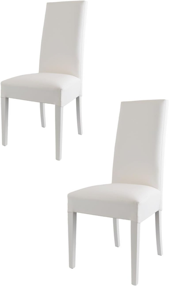 Tommychairs - 2er Set Moderne Stühle Luisa für Küche und Esszimmer, robuste Struktur aus lackiertem Buchenholz Farbe Weiss, Gepolstert und mit weissem Kunstleder bezogen Bild 1