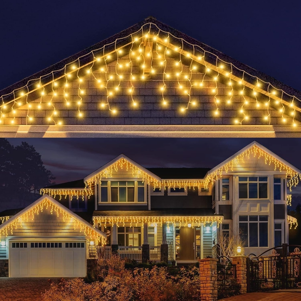 LEDYA Eisregen Lichterkette Außen, 14M 360 LED Lichterkette Weihnachten, Weihnachtsbeleuchtung Außen mit Timer 8 Modi, Memory-Funktion Wasserdicht Lichterkette für Terrasse Balkon Weihnachtsdeko Bild 1