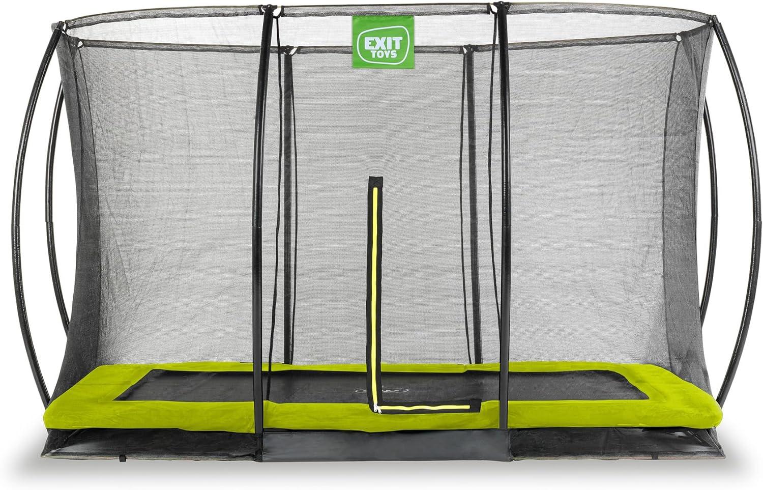 EXIT Trampolin Silhouette Ground Rechteckig + Sicherheitsnetz 214x305 cm grün Bild 1