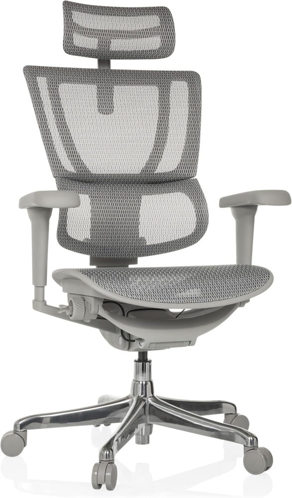 hjh OFFICE Bürostuhl ergonomisch ERGOHUMAN Slim Ultra G GEN2 Originales Design, Bürosessel mit Flexibler Lendenwirbelstütze, Netzbespannung, Grau Bild 1