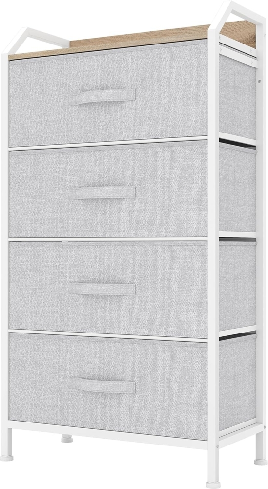 YITAHOME Kommode,Kommode mit 4 Schubladen,Stoffschubladen mit Griffen,Kommodenschrank mit Stabiler Stahlrahmen,Dauerhaft,Hellgrau Bild 1