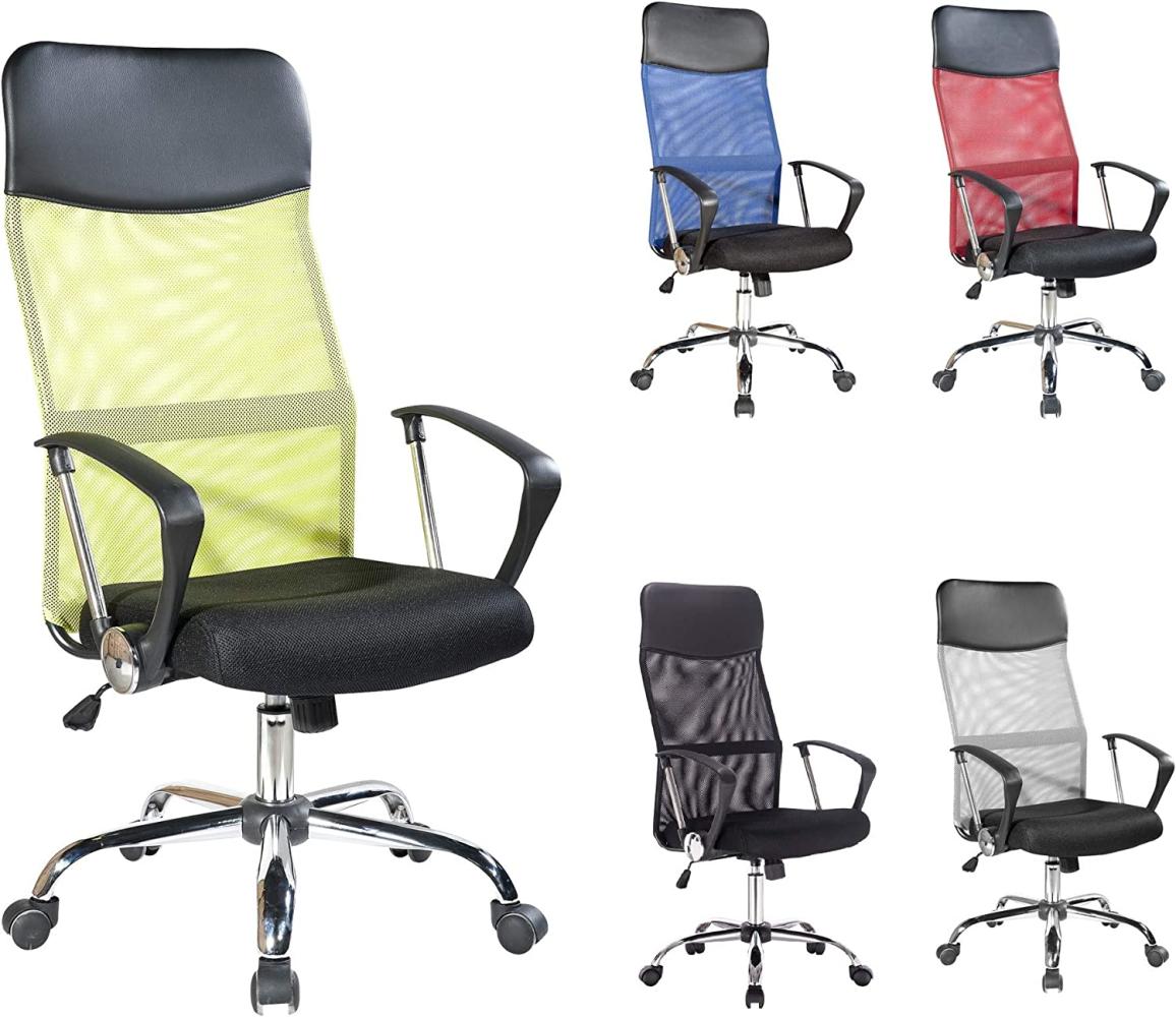 Rebecca Mobili Schreibtischstuhl, Home-Office-Sessel, Schwarzgrün, PU-perforierte Rückenlehne, ergonomischer Dreh - Maße: 113 / 123x57,5x58,5 cm (HxLxB) - Art. RE6542 Bild 1