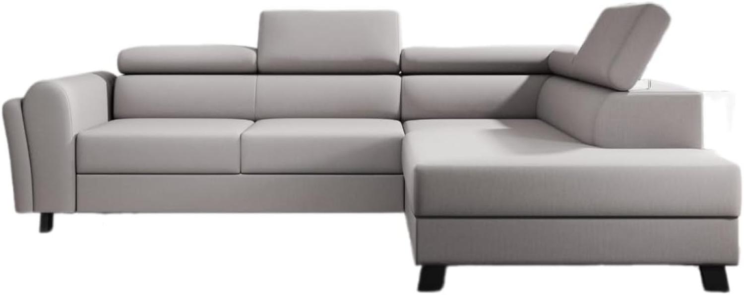 Designer Sofa Kira mit Schlaf- und Klappfunktion Stoff Beige Rechts Bild 1