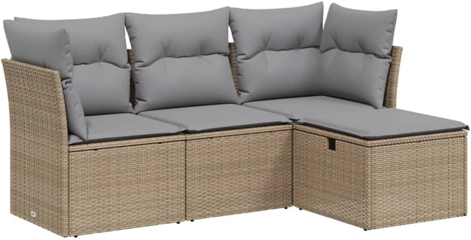 vidaXL 4-tlg. Garten-Sofagarnitur mit Kissen Beigemischung Poly Rattan 3263115 Bild 1