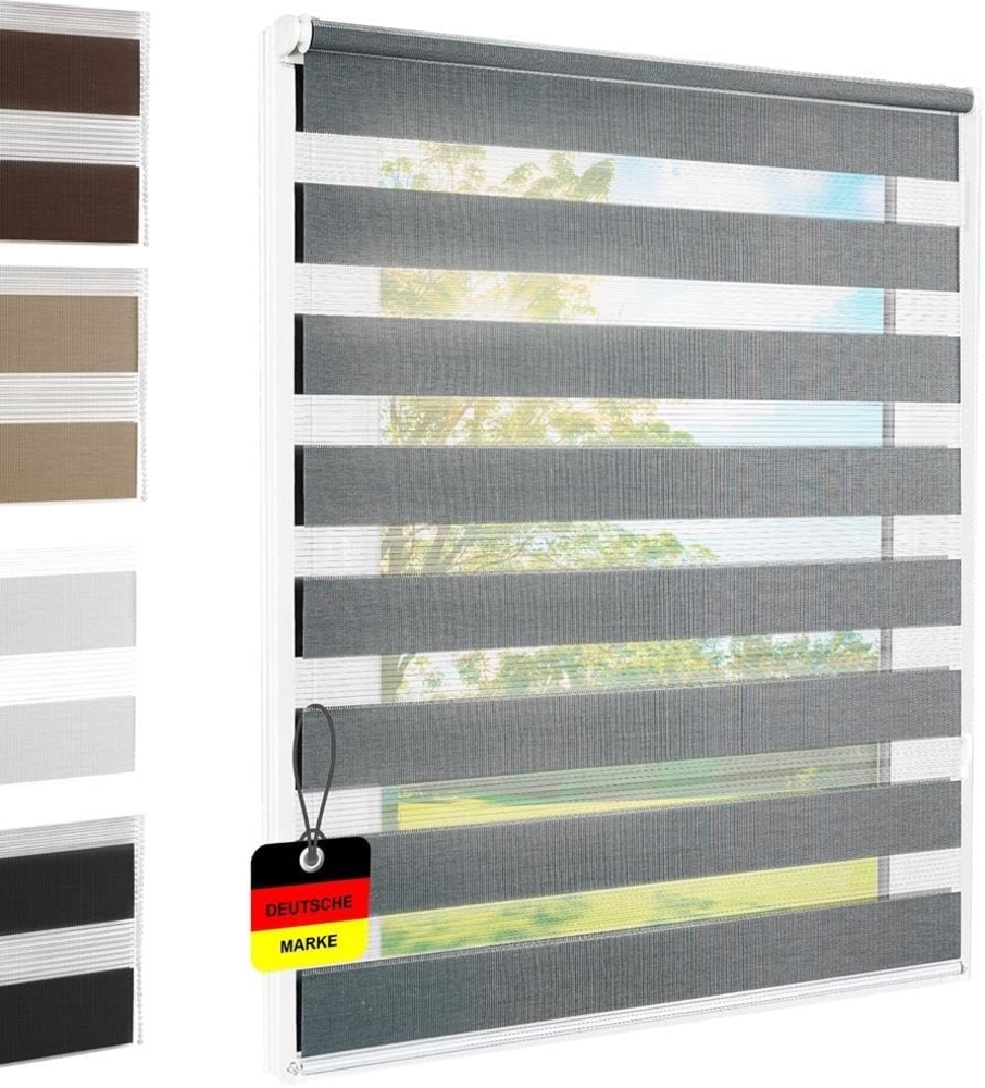 Doppelrollo Klemmfix Standardmaß - Farbe: Grau, Breite (cm): 110, Höhe (cm): 140 Bild 1