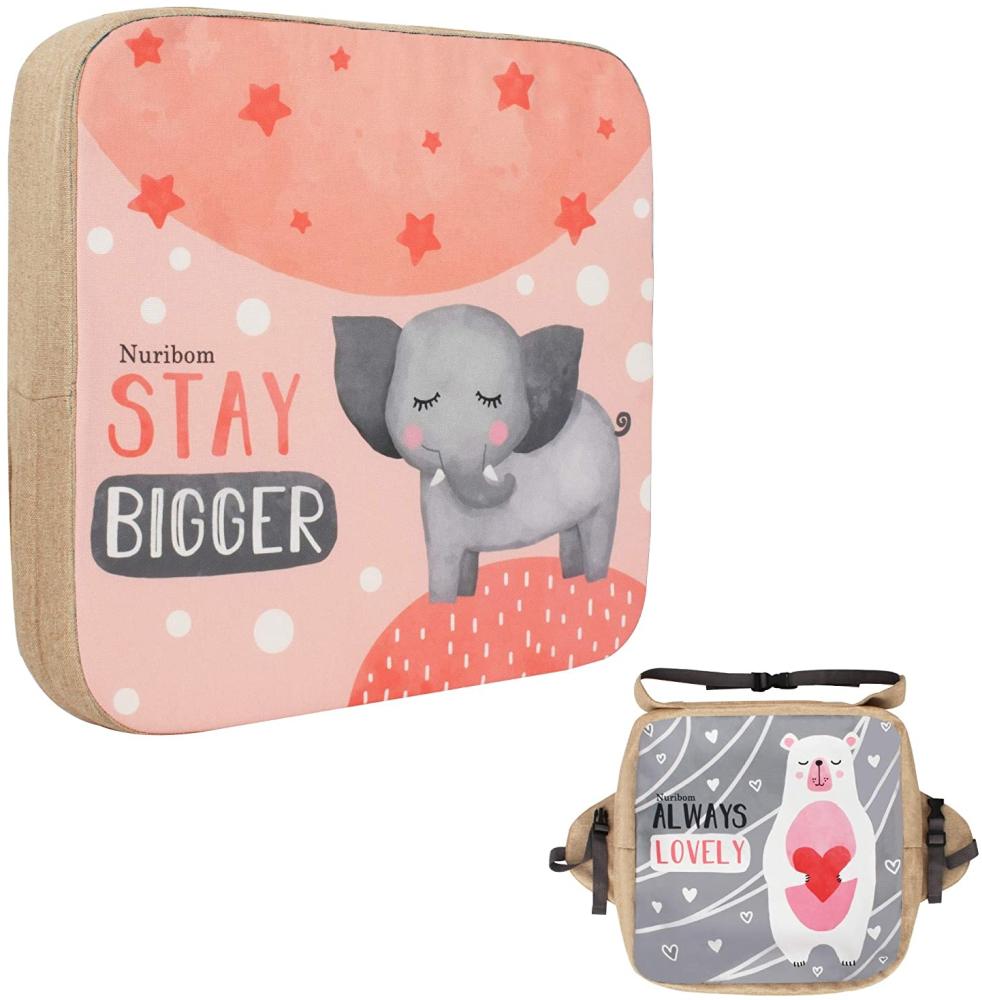 Sitzkissen für Esszimmerstühle –39x39x10cm,Sitzerhöhung für Kinder mit Ersatz-Überzug (Cushion (Elephant) + Cover (Bear)) Bild 1